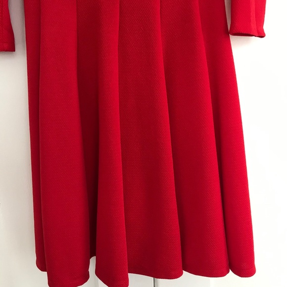 ANTHROPOLOGIE Sunday in Brooklyn Scalloped Fit and Flare Holiday Dress Red S - Picture 3 of 8